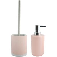 Toiletborstel in houder 38 cm/zeeppompje set Moods - keramiek - lichtroze