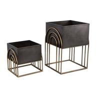 PTMD Mindo Gold iron planter in frame set of 2 - thumbnail