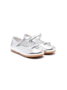 Dolce & Gabbana Kids ballerines en cuir à logo imprimé - Argent