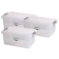 Urban Living Opberg box - 3x - 30 liter - 31 x 47 x 31cm - met deksel en clips - waterdicht