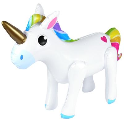 Unicorn thema opblaasbare eenhoorn - wit - 53 x 35 - Eenhoorn feest decoratie/versiering