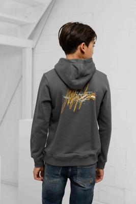 Malelions Splash Hoodie Kids Donkergrijs/Oranje - Maat 152 - Kleur: Donkergrijs | Soccerfanshop