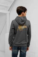 Malelions Splash Hoodie Kids Donkergrijs/Oranje - Maat 152 - Kleur: Donkergrijs | Soccerfanshop