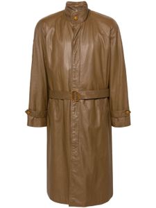 Valentino Garavani Pre-Owned veste ceinturée en cuir à col montant (années 1980) - Marron