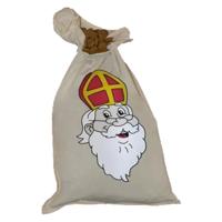 Sinterklaas strooizak voor snoep - katoen - 35 x 60 cm - Sint en Piet strooigoed zakken