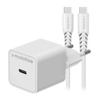Mobilize Wall Charger USB-C GaN 30W with PD/PPS + USB-C Nylon Cable 1.2m White