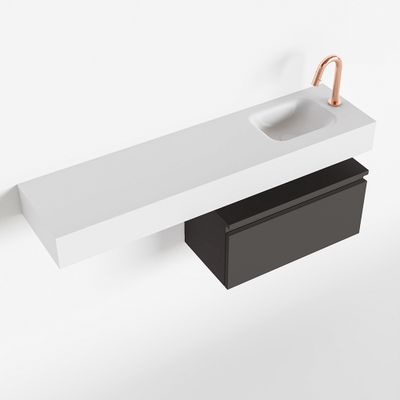 Toiletmeubel Mondiaz Andor | 120 cm | Meubelkleur Dark grey | Lex vrijhangend wastafel Talc Rechts | 1 kraangat