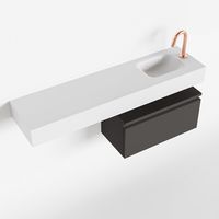 Toiletmeubel Mondiaz Andor | 120 cm | Meubelkleur Dark grey | Lex vrijhangend wastafel Talc Rechts | 1 kraangat