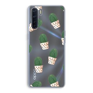 Cactusprint roze: Oppo A91 Transparant Hoesje