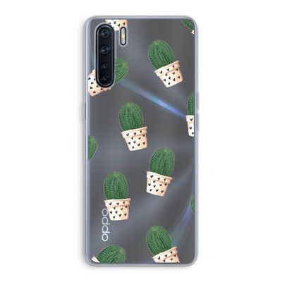 Cactusprint roze: Oppo A91 Transparant Hoesje