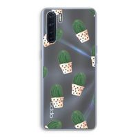 Cactusprint roze: Oppo A91 Transparant Hoesje