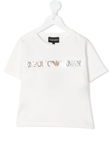 Emporio Armani Kids t-shirt à logo brodé - Blanc