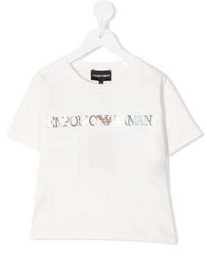 Emporio Armani Kids t-shirt à logo brodé - Blanc