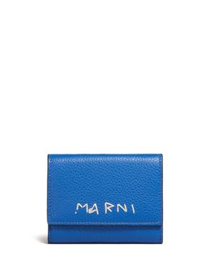 Marni porte-clés en cuir à logo brodé - Bleu