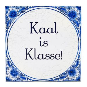 Delfts blauwe teksttegel kaal   -