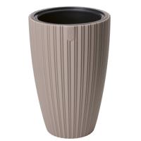 Form Plastic Plantenpot/bloempot Mika - kunststof - taupe - D30 x H48 cm - met binnenpot - thumbnail