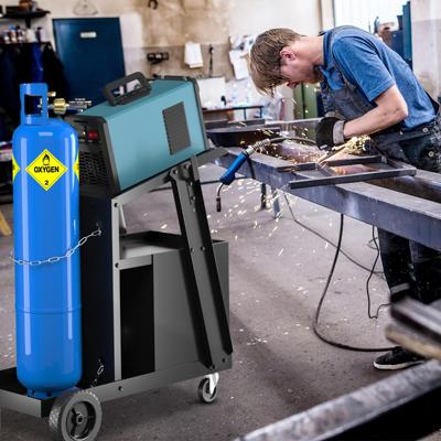 Laswagen op Wielen Robuuste Laskar met 4 Lades Tankopslag en Veiligheidsketting voor TIG MIG Booglassen en Plasmasnijder Zwart