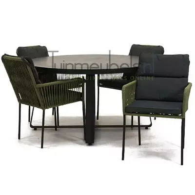 Tuinstoel Vita Gino groen met braga tafel 140 cm rond