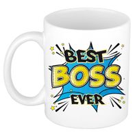 Cadeau koffie/thee mok voor baas - beste baas - blauw - 300 ml