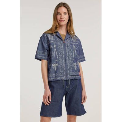 G-Star RAW top Hawaiian shirt printed met printopdruk blauw G-Star RAW top Hawaiian shirt printed met printopdruk blauw