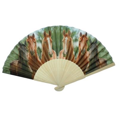 Spaanse waaier - paardenprint - 21 x 38 cm - polyester/bamboe - vouwwaaier - handwaaier