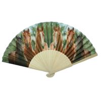 Spaanse waaier - paardenprint - 21 x 38 cm - polyester/bamboe - vouwwaaier - handwaaier