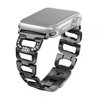Kleurrijke diamant roestvrijstaal horlogebandje voor Apple horloge serie 4 & 3 & 2 & 1 42mm & 44mm (zwart)