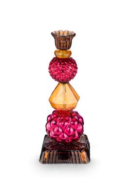 Pip Studio Kaarsenhouder Glas Bead Rood/Geel 23.5cm