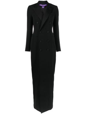 Ralph Lauren Collection robe longue en laine à boutonnière croisée - Noir