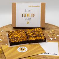 Jij Bent Goud Waard Brownie - 6 Brownies Per Post - Brievenbus Pakket - Box Brownies - Hartjes - Bedankt Cadeau - Gouden Brownie - Chocolade Brownie