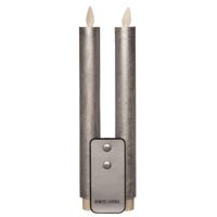 Led dinerkaarsen - 2x st - zilver - 23 cm - bewegende vlam - warm zilver licht - afstandsbediening