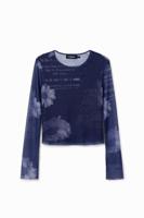 T-shirt met tule en krantenknipsels - BLUE - XL