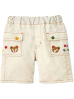 Miki House short brodé à patch ourson - Blanc