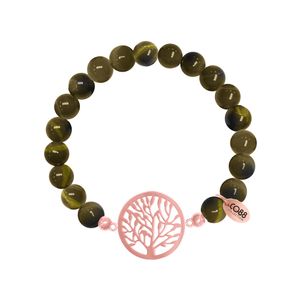 CO88 Armband levensboom staal/tijgeroog/bruin, rek/one-size 8CB-80019
