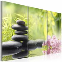 Schilderij - Zen Compositie, Groen, 3luik , premium print op canvas - thumbnail