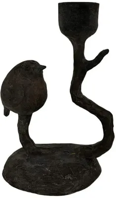 Home Society kandelaar metaal birdy 8x10x14.5cm zwart