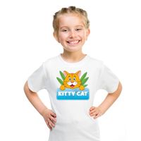 T-shirt wit voor kinderen met Kitty Cat - thumbnail