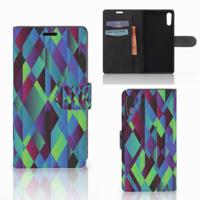Sony Xperia XZ | Sony Xperia XZs | Book Case | Abstract Green Blue