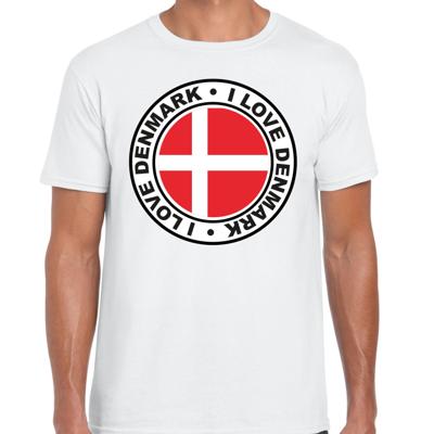 Verkleed T-shirt voor heren - I love Denemarken - wit - voetbal supporter - themafeest