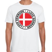 Verkleed T-shirt voor heren - I love Denemarken - wit - voetbal supporter - themafeest