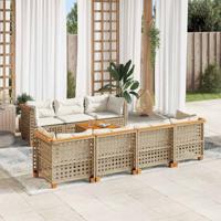 8-delige Loungeset met kussens poly rattan beige