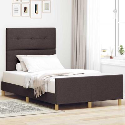 Bedframe met hoofdeinde Donkerbruin 120 x 200 cm Stof