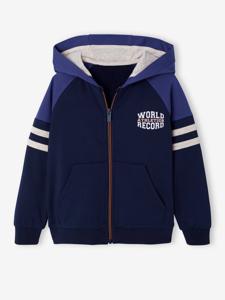 Sportsweater met raglanmouwen en ritssluiting voor jongens marineblauw