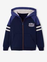 Sportsweater met raglanmouwen en ritssluiting voor jongens marineblauw