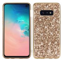 Glitter poeder schokbestendig TPU beschermende case voor Galaxy S10 PLUS (goud)