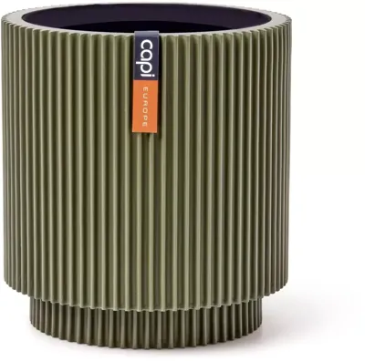Capi nature groove cilinder bloempot 11x12 cm groen