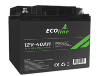 EcoLine - AGM 12V 40AH - 40000mAh VRLA Batterij - 197 x 165 x 175 - Deep Cycle Accu