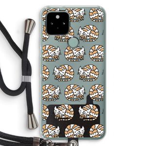 Slapende poes: Pixel 5 Transparant Hoesje met koord