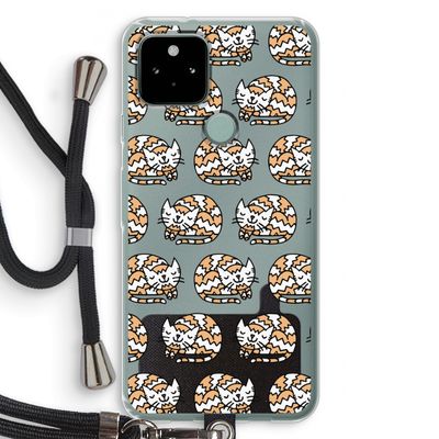 Slapende poes: Pixel 5 Transparant Hoesje met koord