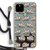 Slapende poes: Pixel 5 Transparant Hoesje met koord